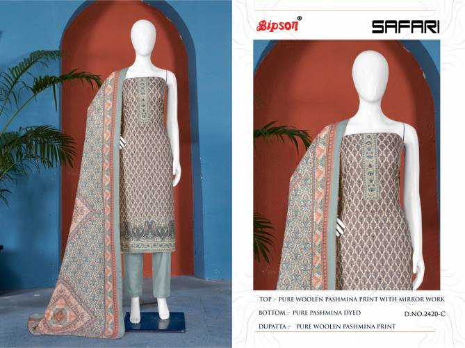 Bipson Decent Safari 2420 Woolen Pashmina Dress Material

