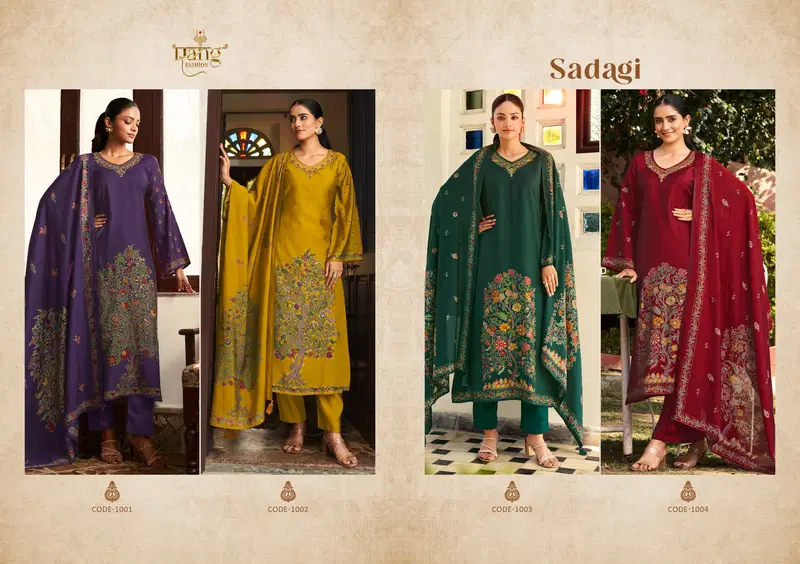 Sadagi By Rang Roman Silk Digital Printed Dress Material Wholesalers In Delhi