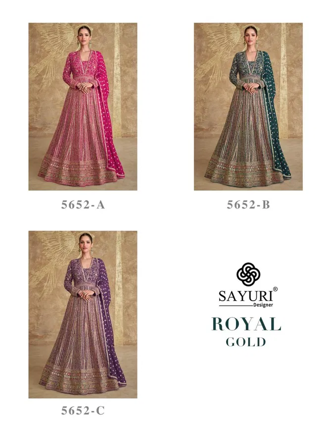 Royal Gold By Sayuri Georgette Designer Gown With Dupatta Exporters In India