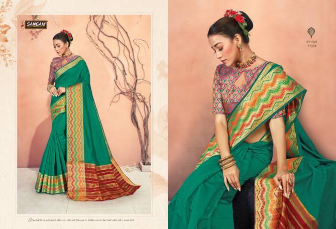 Sangam Cuttacki Cotton Printed Festive Wear Designer Handloom Sarees Collection
