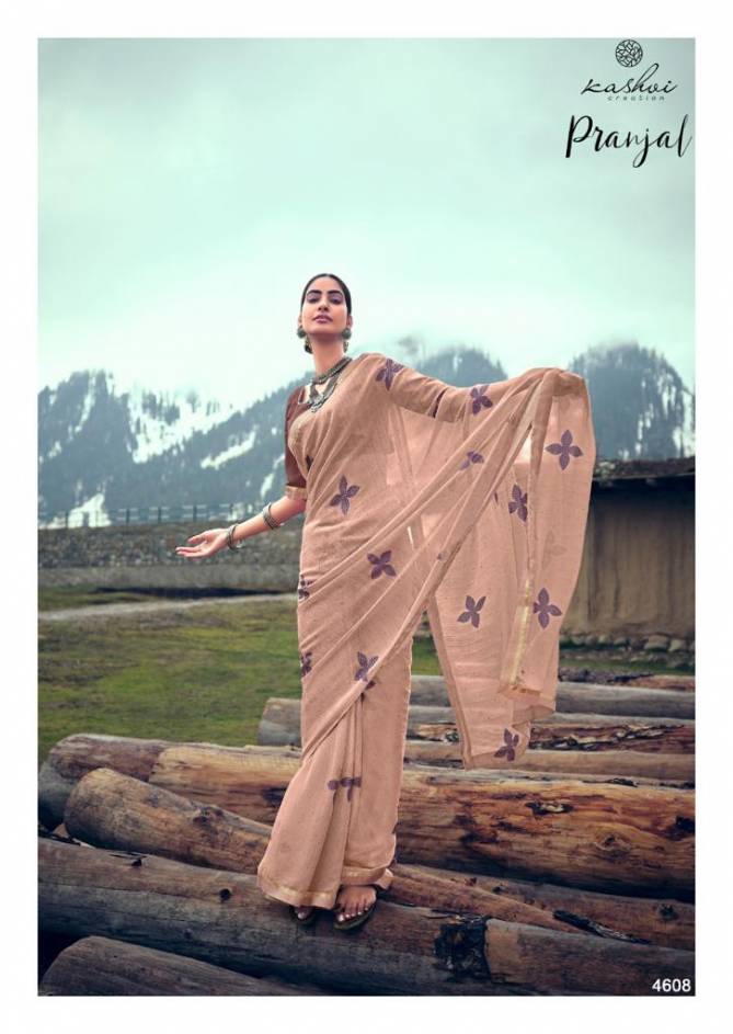 Kashvi Pranjal Casual Wear Chiffon Printed Designer Fancy Saree Collection
