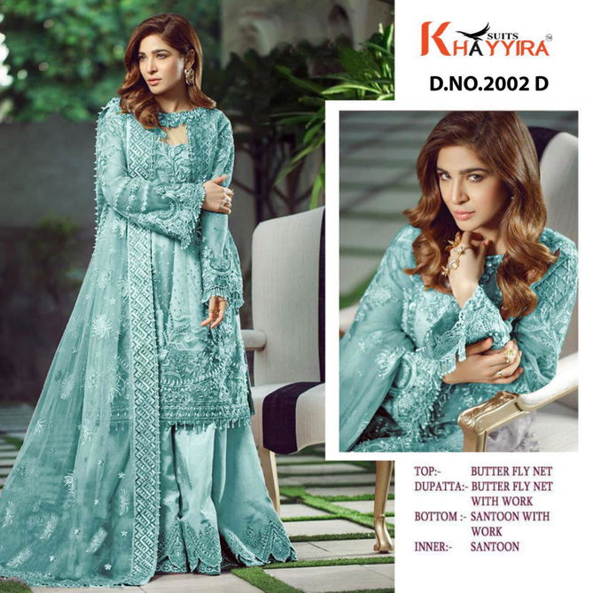 Khayyira Charizma 2002 Series Latest Fancy Designer Wedding Wear Butterfly Net With Work Pakistani Salwar Suits Collection
