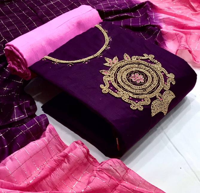 Orchid 1 Festive Wear Heavy Modal Chanderi Silk Dress Material