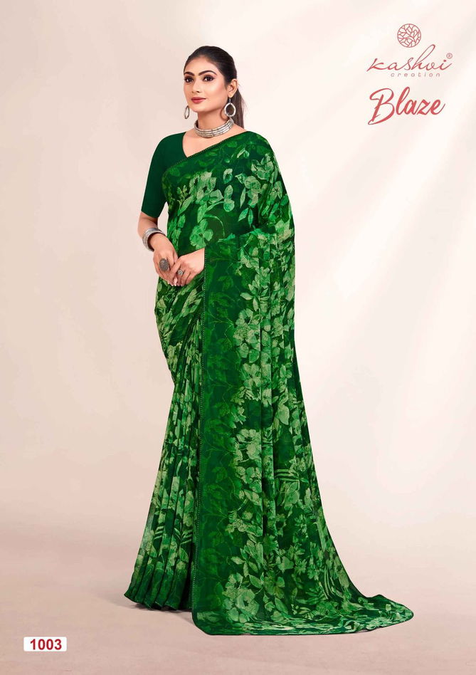 Blaze By Kashvi Swarovski Lace Pure Georgette Printed Sarees Wholesale Price In Surat