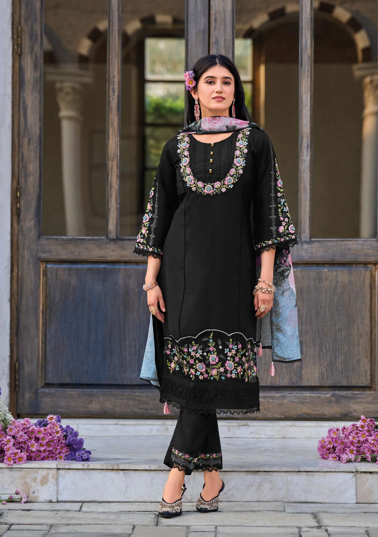 Charchay By Lady Leela Viscose Kurti With Pant Dupatta Wholesale India