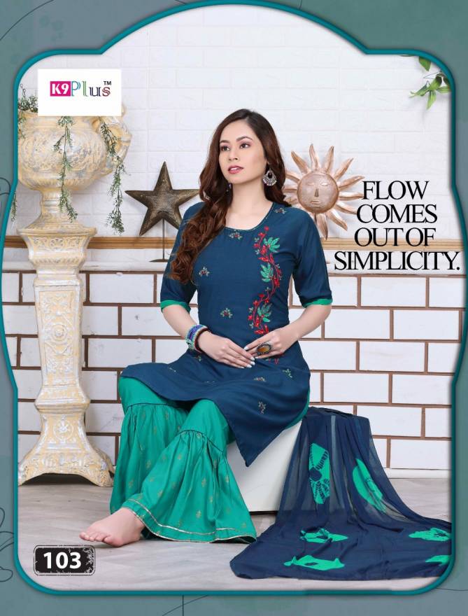 K9 Plus Pari Latest Fancy Ethnic Wear Rayon With Embroidery Work  Pattern Readymade Salwar Suit Collection
