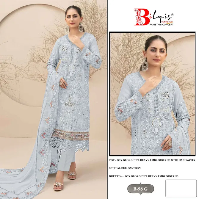 Bilqis B 98 E To H Faux Georgette Wholesale Pakistani Suits Suppliers In Mumbai