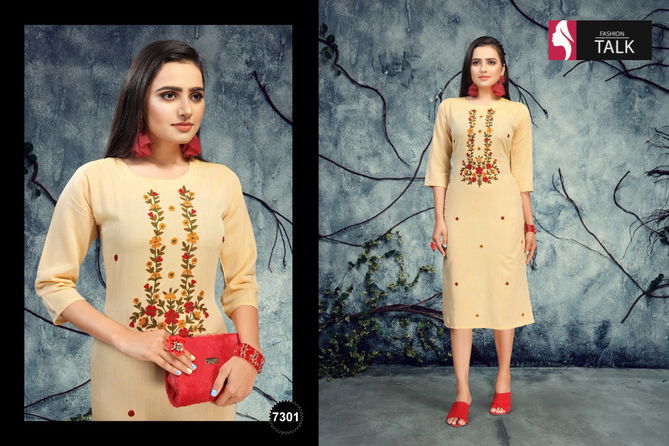 Ft Pinky Latest Fancy Designer Casual Wear Embroidery Designer Kurtis Collection
