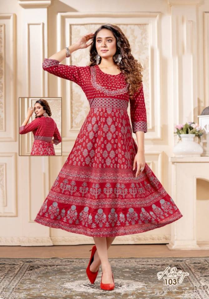 Beauty Queen Aishwarya Fancy Ethnic Wear Rayon Anarkali Kurti Collection