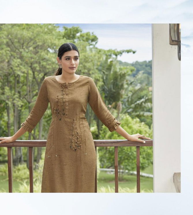 Kalaroop Pears Fancy Wear Designer Rayon Fancy Hand Work Kurti Collection
