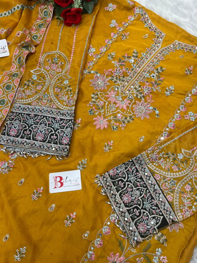 Dn B-09 By Bilqis Organza Pakistani Salwar Suits Wholesalers In Delhi