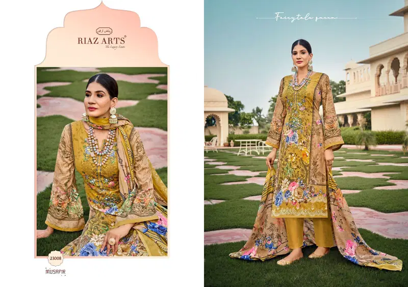 Musafir Vol 15 By Riaz Arts Lawn Digital Printed Dress Material Exporters In India