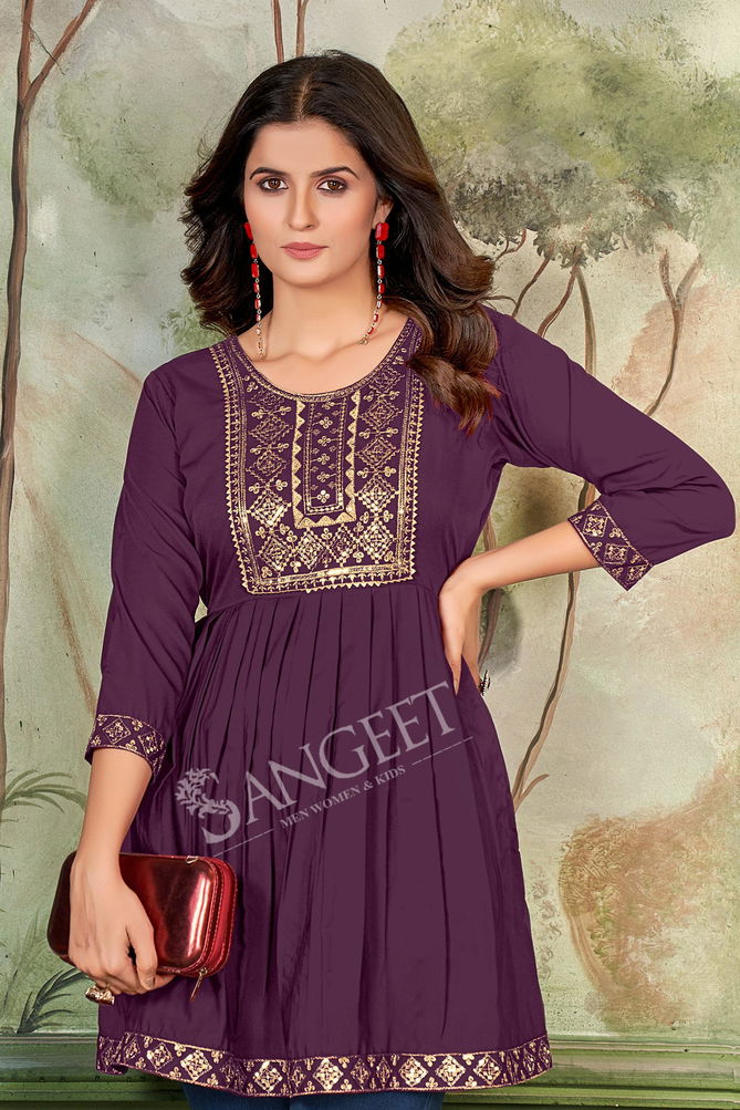 Aashini By Sangeet Rayon Embroidery Ladies Top Exporters In India