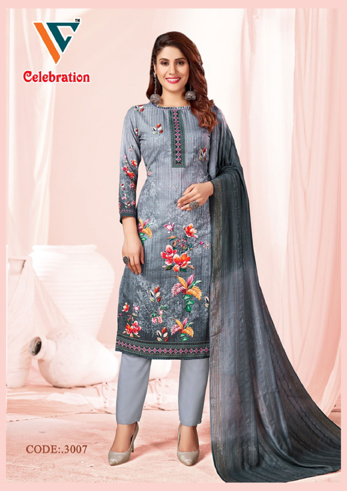 Celebration Vol 3 By Vandana C Digital Printed Squence Dress Material Exporters In India