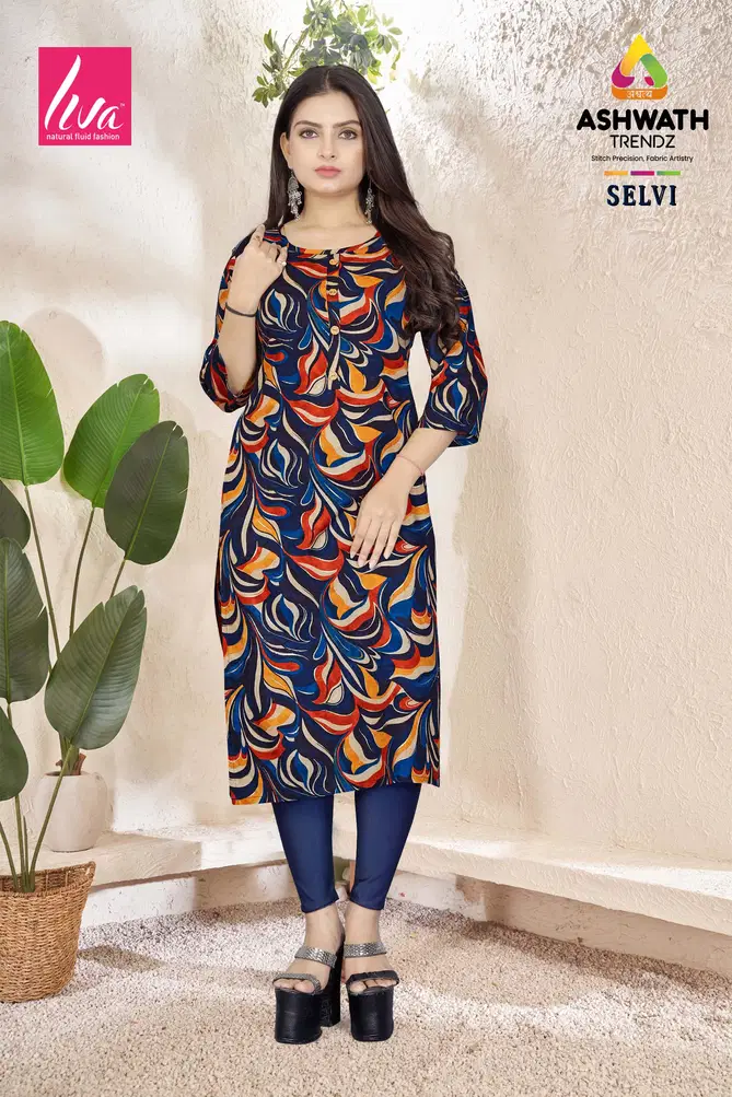 3 Selvi Ultra Premium Rayon Foil Printed Wholesale Kurti Suppliers In India