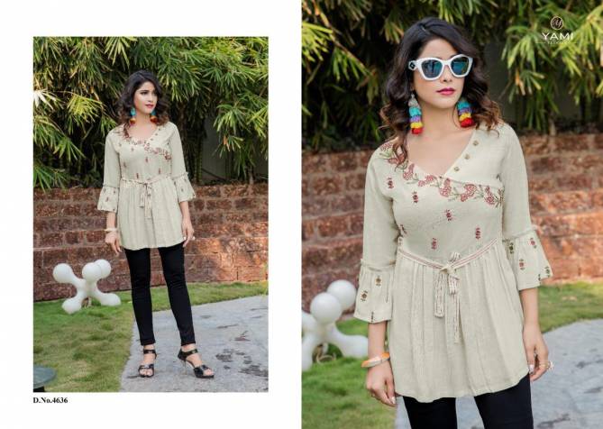 Yami Fashion Bold 2 Rayon Tops with Embroidery Designer Tops Collections