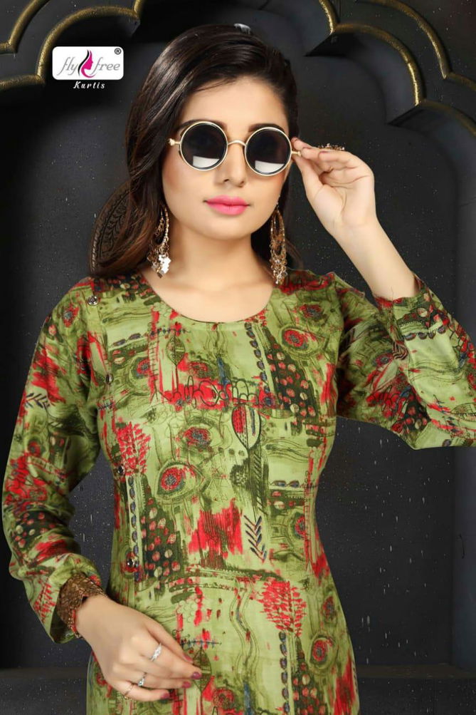 Fly Free Suduko 2 Latest Fancy Designer Stylish Casual Wear	Rayon Long Kurti Collection
