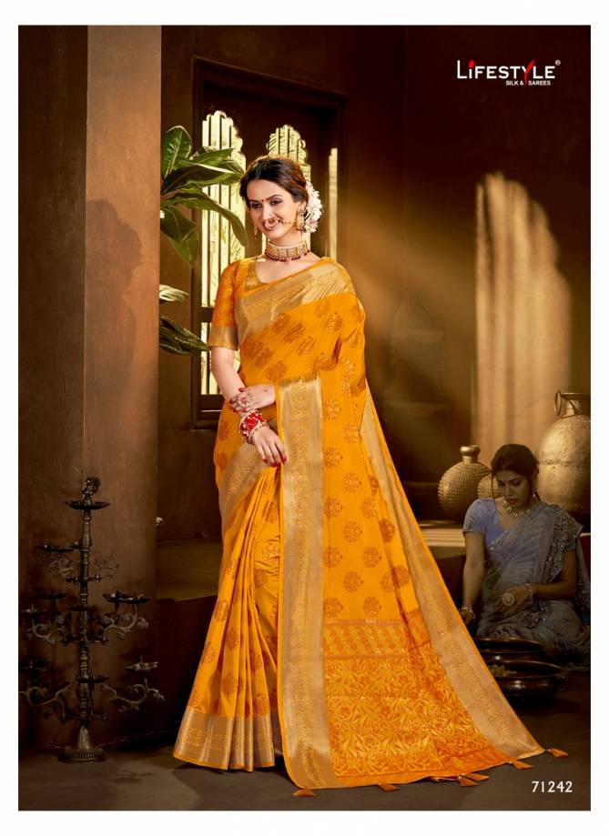 LIFESTYLE NIMAMTRAN Latest Fancy Heavy Festive Wear Designer Nyloned Silk Rich Pallu Buti Diamond Work Saree Collection 