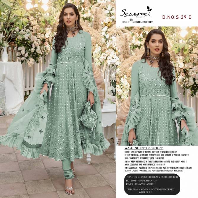Serene Ethena S 29 Fancy Festive Wear Heavy Work Georgette Pakistani Salwar Kameez Collection