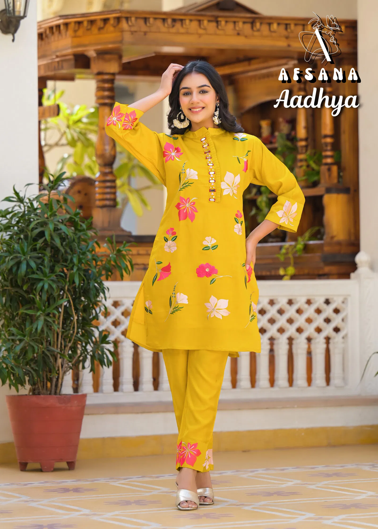 Aadhya By Afsana Roman Embroidery Co Ord Set Exporters In India