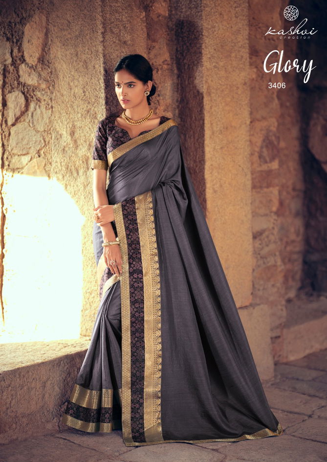 Kashvi Glory Fancy Designer Heavy Festive casual Wear Vichitra Silk Sarees Collection
