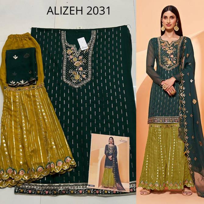 Alizeh Zaida Vol 8 Hit Design 2031 Embroiedery Georgette Sharara Suits Wholesale Shop In Surat
