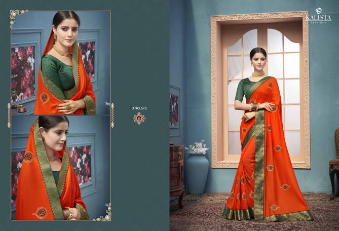 Kalista Kavya New Exclusive Wear Fancy Border Vichitra Silk Saree Collection