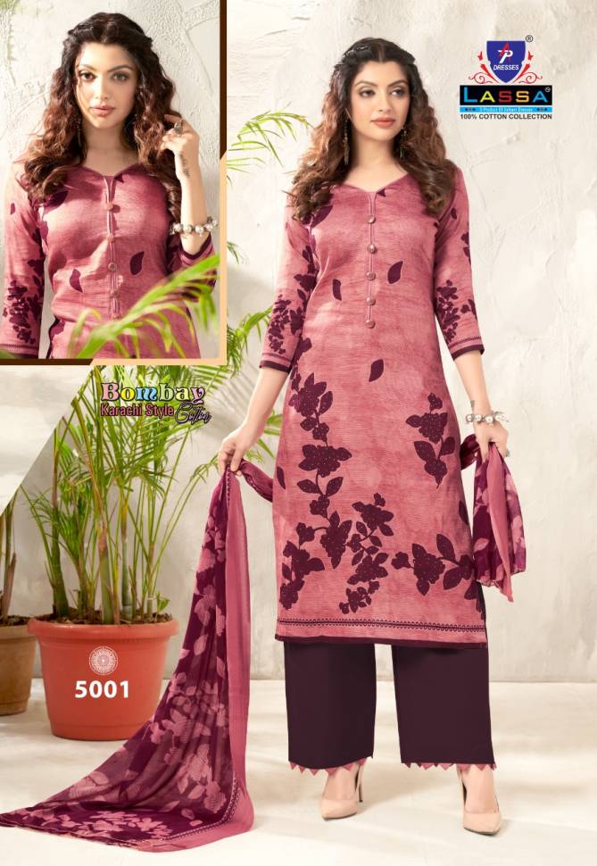 Lassa Bombay Cotton 5 Latest Fancy Designer Casual Regular Wear Karachi Special Cotton Printed Dress Material Collection
