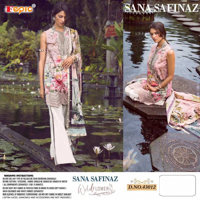 Fepic Rosemeen Sana Safinaz Wild Pure Cotton Digital Print With Embroidery Work Flower Pakistani Salwar Suits Collection