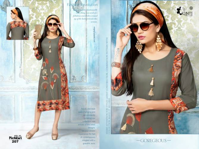 Kinti-Pichkari-2 Latest designer fancy regular wear rayon Fancy Kurtis Collection