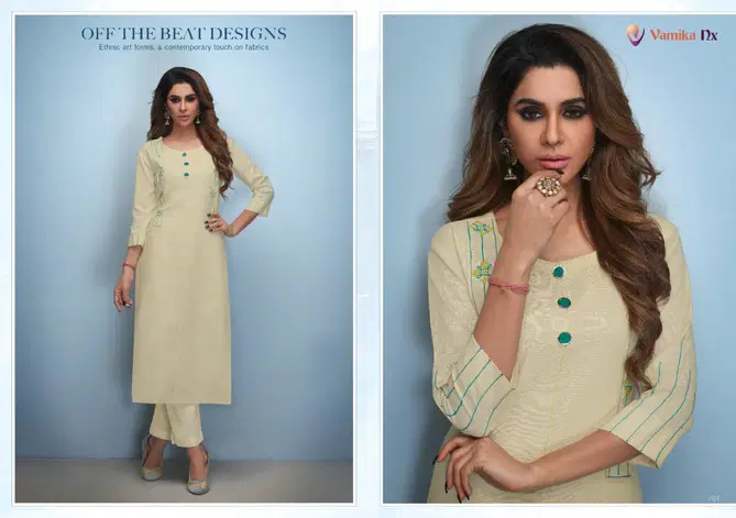 ARIHANT NX(VAMIKA NX) ROXIE Fancy Designer Ethnic Wear rayon Heavy slub with Button Long Kurtis Collection