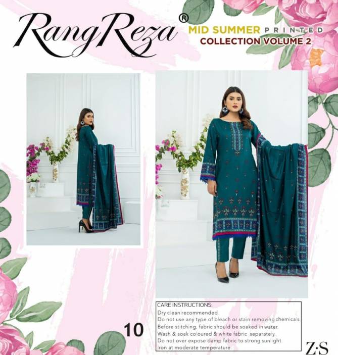Rang Reza Lawn 2 Latest Fancy Designer Lawn Cotton Casual Wear Karachi Dress Material Collection
