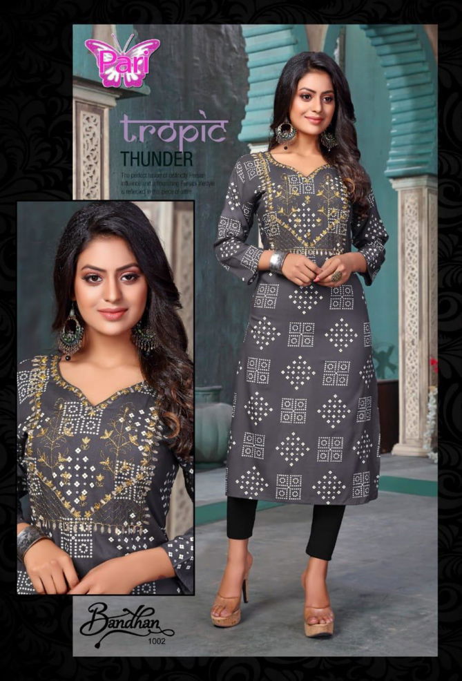 Pari Bandhan Latest Regular Wear Rayon Printed Designer Kurtis Collection
