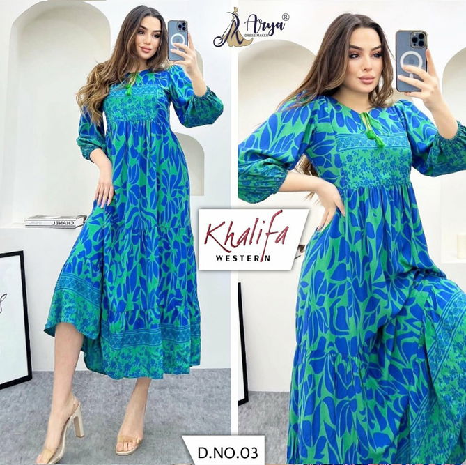 Khalifa By Arya Digital Print Stylish Designer Kurti Western Wear Catalog