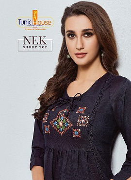 Latest Ladies Rayon Short Tops Collection With Embroidery Work