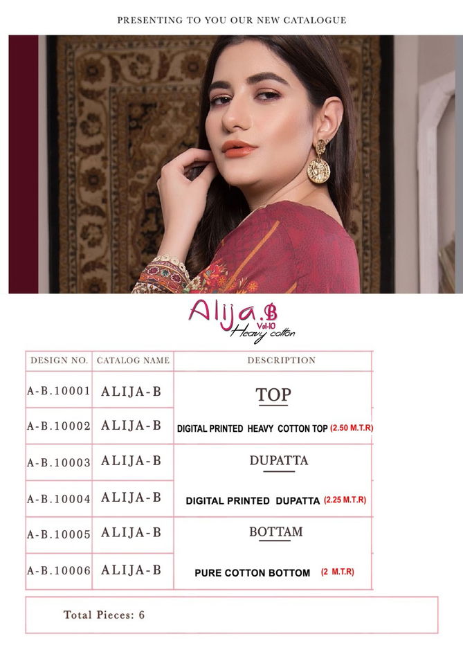 Keval Alija B 10 Latest Fancy Designer Heavy Cotton Digital Printed karachi Dress material Collection
