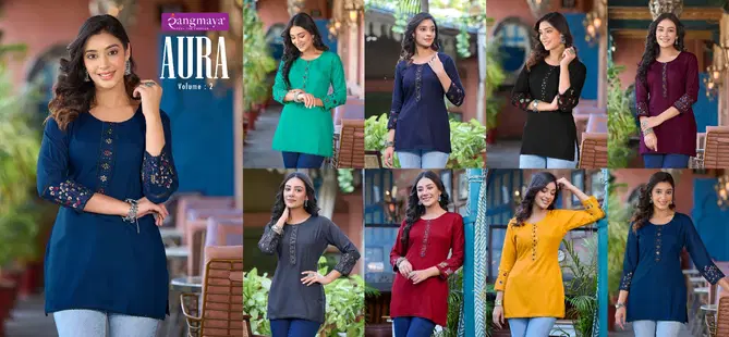 Aura Vol 2 By Rangmaya Rayon Tunic Ladies Top Exporters In India