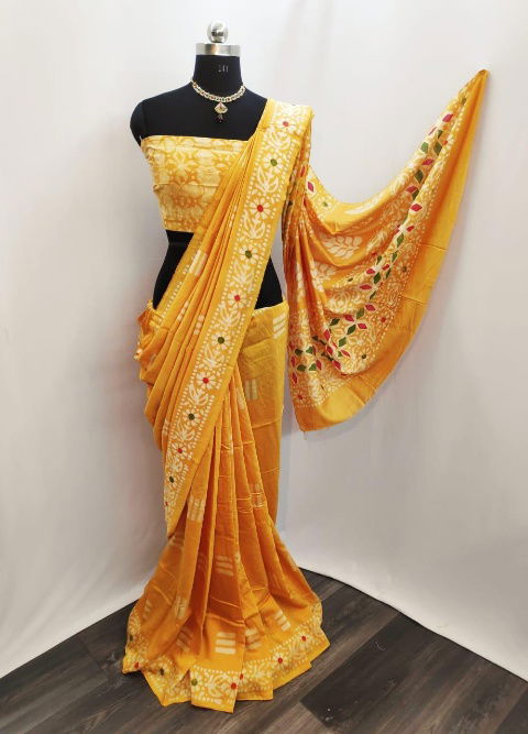 Latest Designer Daily Wear Bandhani Design Printed Cotton Silk Saree Collection 