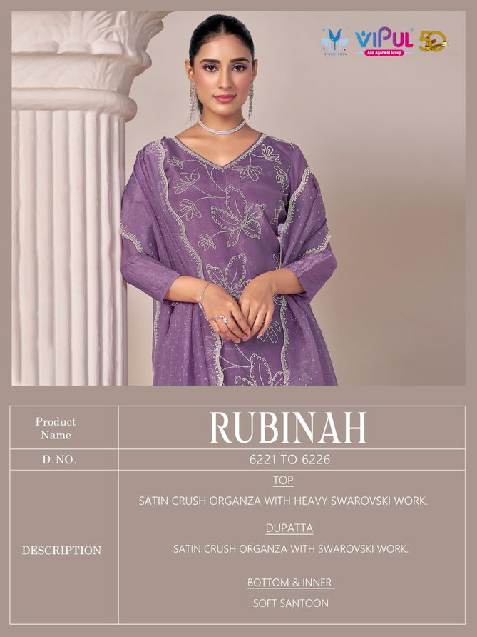 Rubinah By Vipul Satin Embroidery Designer Salwar Suits Surat Wholesale Market