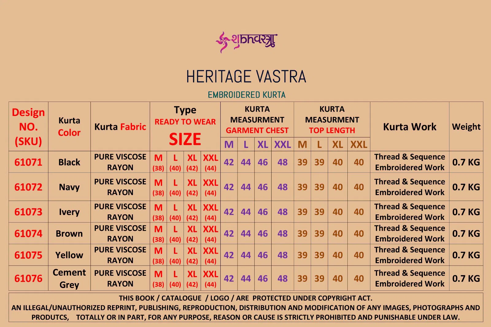 Heritage Vastra By Shubhvastra Viscose Rayon Mens Kurta Wholesale In India