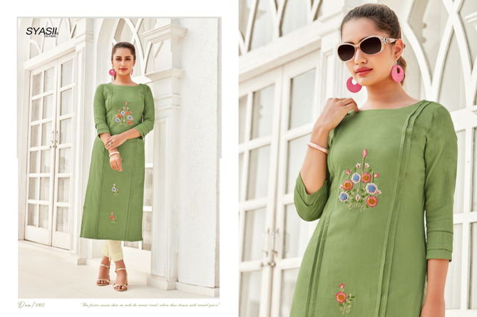 Syasii Ancy 1 Latest fancy Regular Casual Wear Rayon Handwork Designer Kurtis Collection
