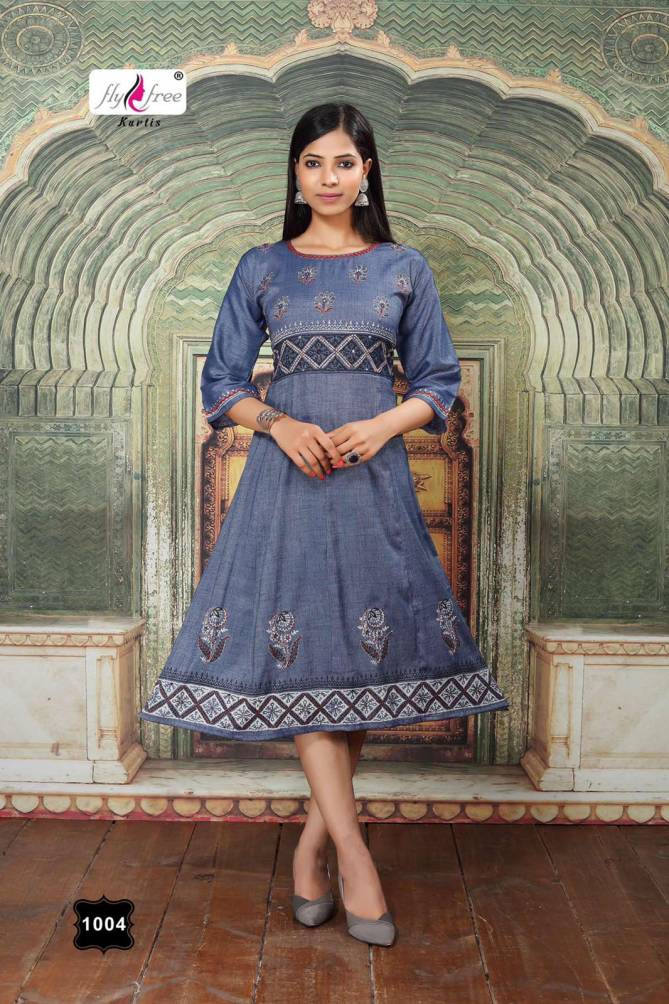 Fly Free Sweet Latest Fancy Ethnic Wear Rayon Anarkali Kurti Collection