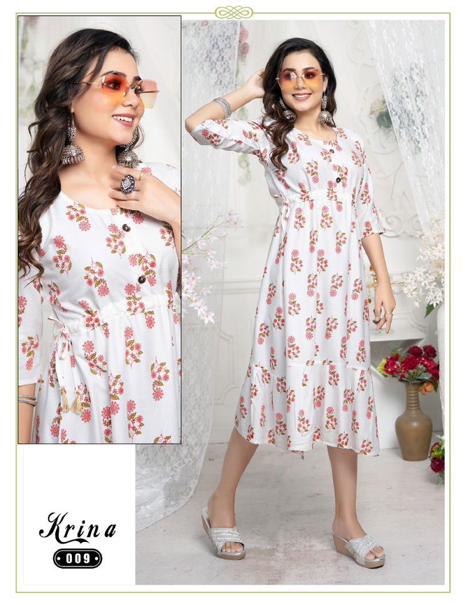 Trendy Krina Vol 1 Rayon Printed Kurtis Catalog
