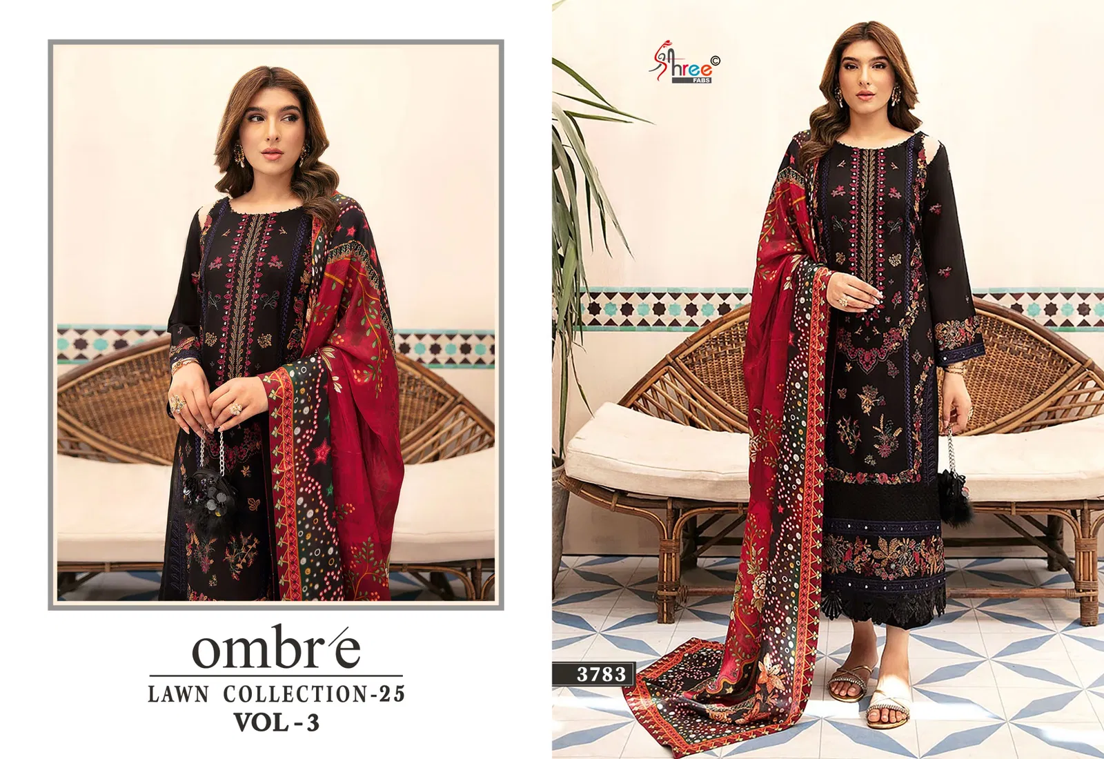 Ombre Lawn Collection 25 Vol 3 by Shree Cotton Dupatta Salwar Suits Suppliers In India