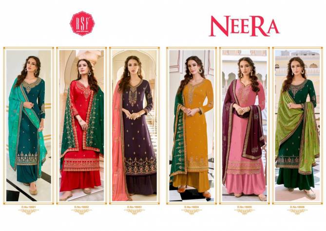 Rsf Neera Latest Festive Wear Pure Chinon PARAM Para Silk fabric With Full Body Embroidery Neck Sleeves Daman Work With Full Diamond Work Salwar Suits Collection