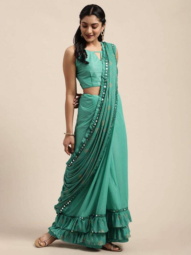 Meera 15 Fancy Casual Party Wear Ruffel Silk Stylish Saree Collection
