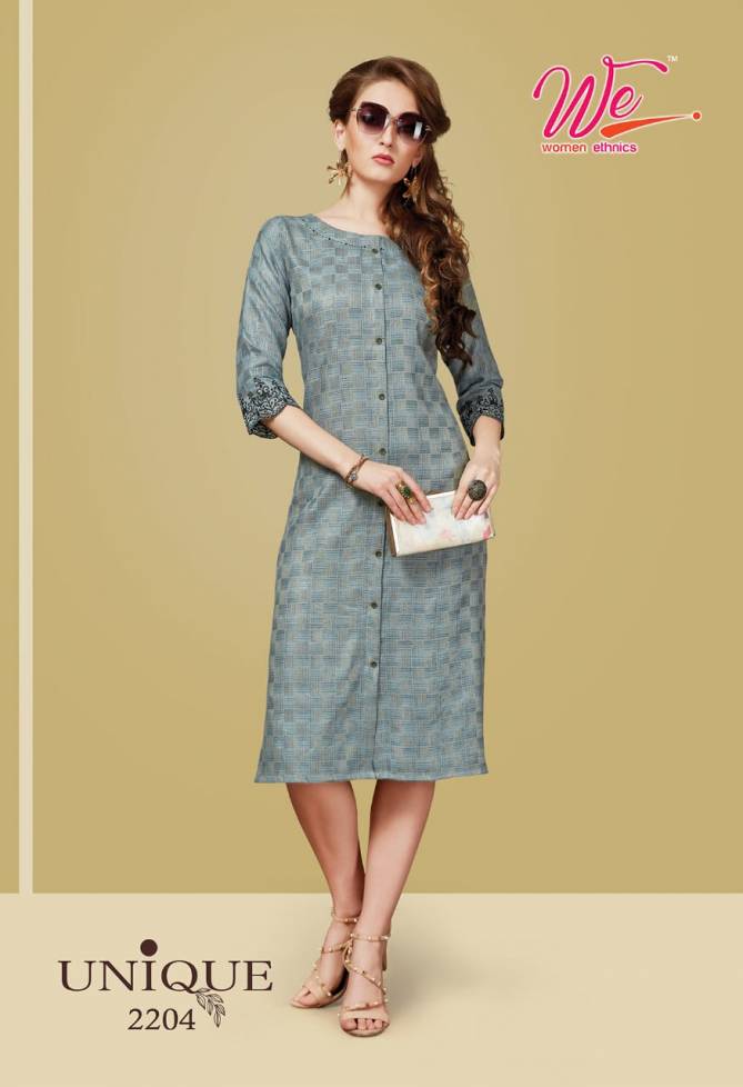 We Unique Latest Designer Casual Wear Exclusive Pure Rayon Fancy Kurti Collection
