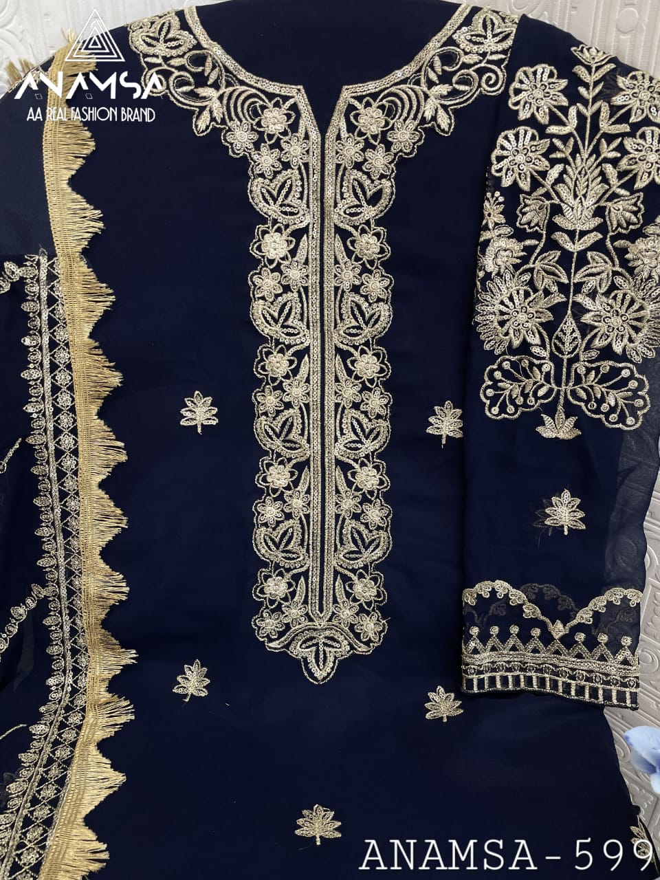 Anamsa 599 Faux Georgette Embroidery Pakistani Suit Suppliers In India