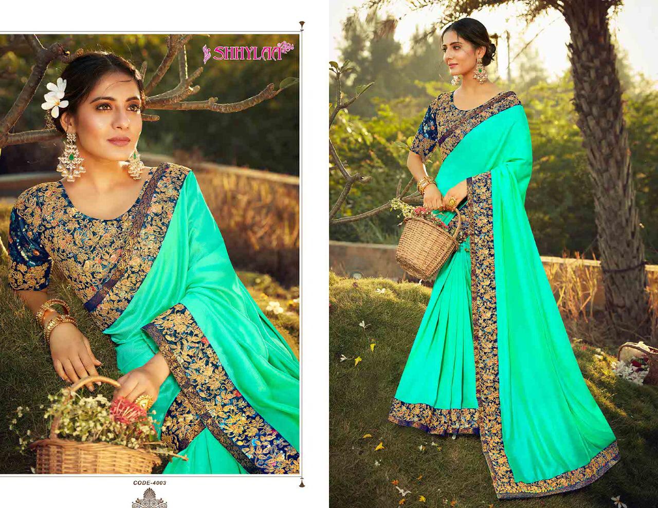 SHHYLAA CHARBAGH VOL-3 DIGITAL PRINTS AND EMBROIDERY WORK LATEST FANCY DESIGNER  SAREE COLLECTION