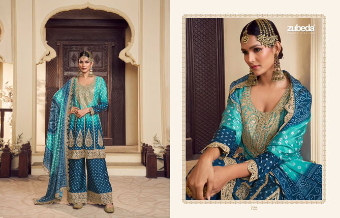 Sakhi By Zubeda Chinon Silk Printed  Readymade Suits Suppliers In India